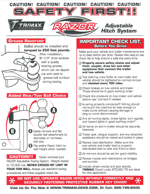 RAZORXTRInstructions TRIMAX Locks